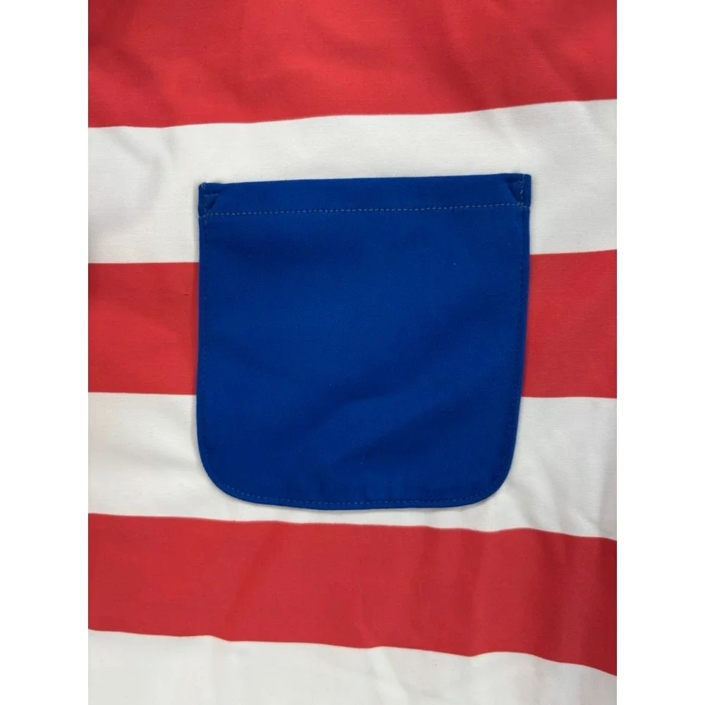 NWT Boden Rash Guard Boys 11-12Y Red‎ White Striped UPF 50+ Swim Shirt B1854